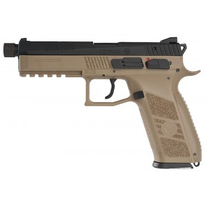 Страйкбольный пистолет KJ Works CZ P-09 Duty (ASG Licensed) with 14mm CCW Thread Barrel- Gas Version (TAN)